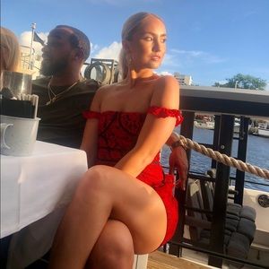 Black and red lace mini pretty little thing dress